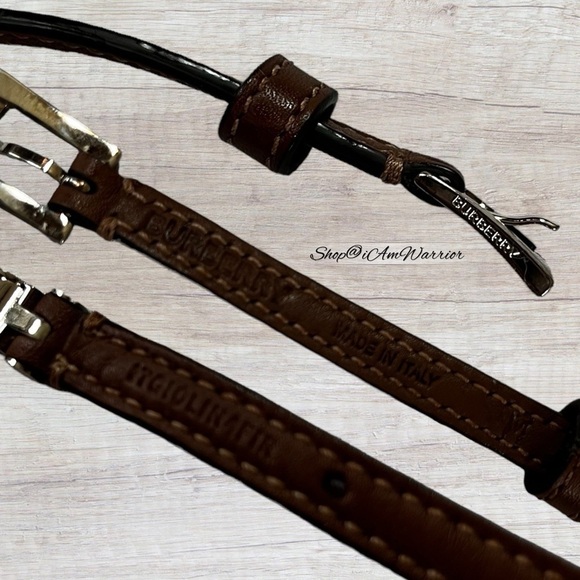 Authentic Burberry malt brown leather silver tone bicycle chain belt *iamwarrior - Picture 10 of 12